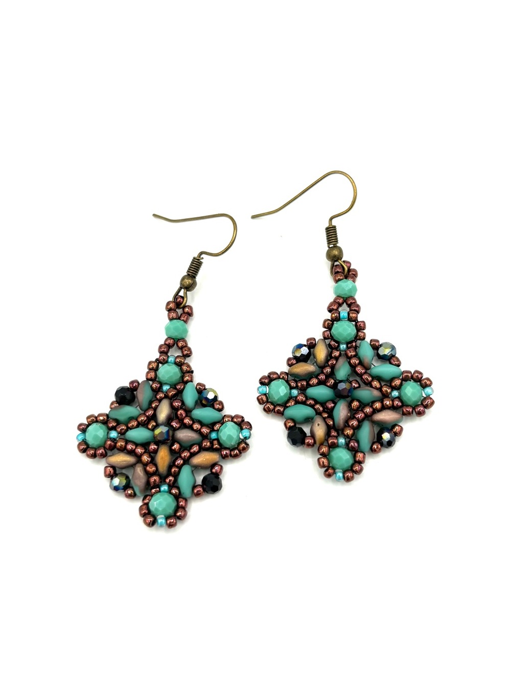 Hand Crafted Bohemian Turquoise Statement Drop Earrings - Women Jewelry - Picture 8 of 9